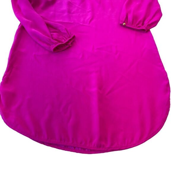 Amanda Uprichard Barbie Pink Silk Long Sleeve Sheath Mini Cocktail Dress, Small - Picture 5 of 12